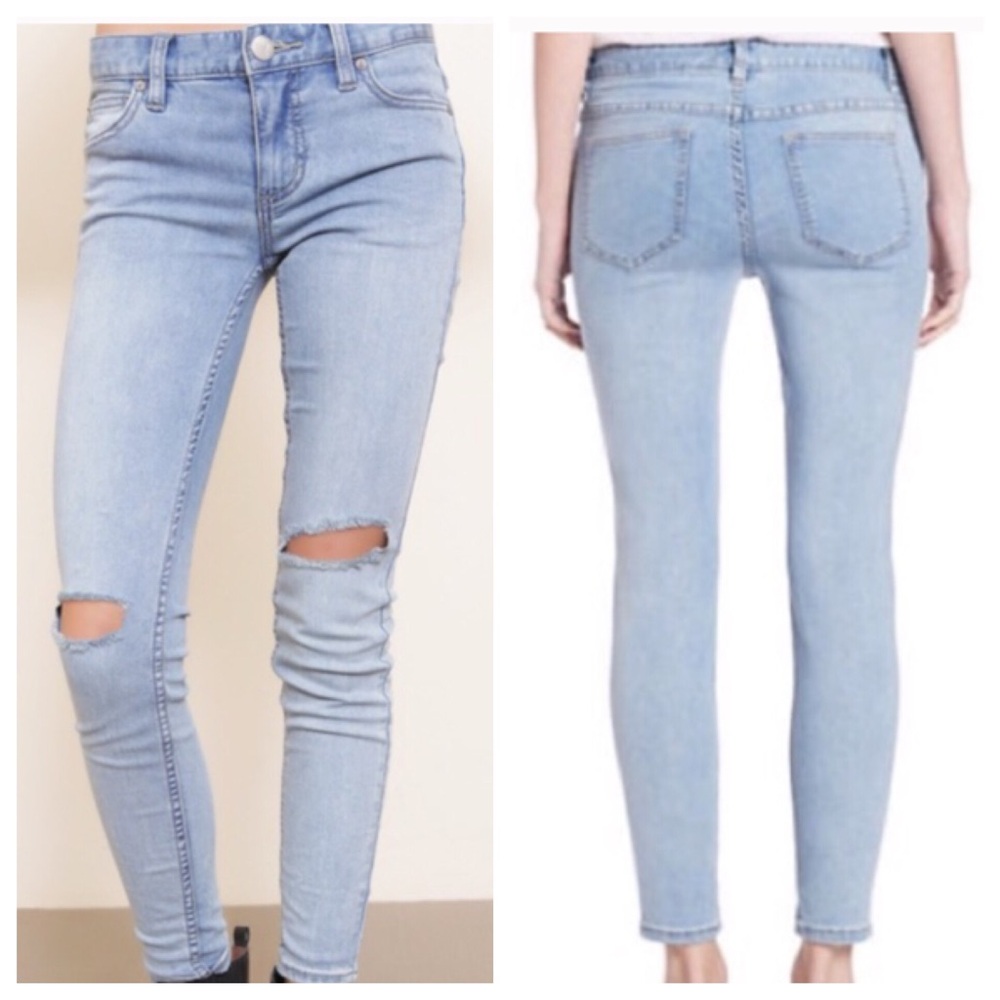 Free People - Destroyed Skinny Jeans in Brass